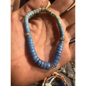 dyed blue coral heishi bead bracelet